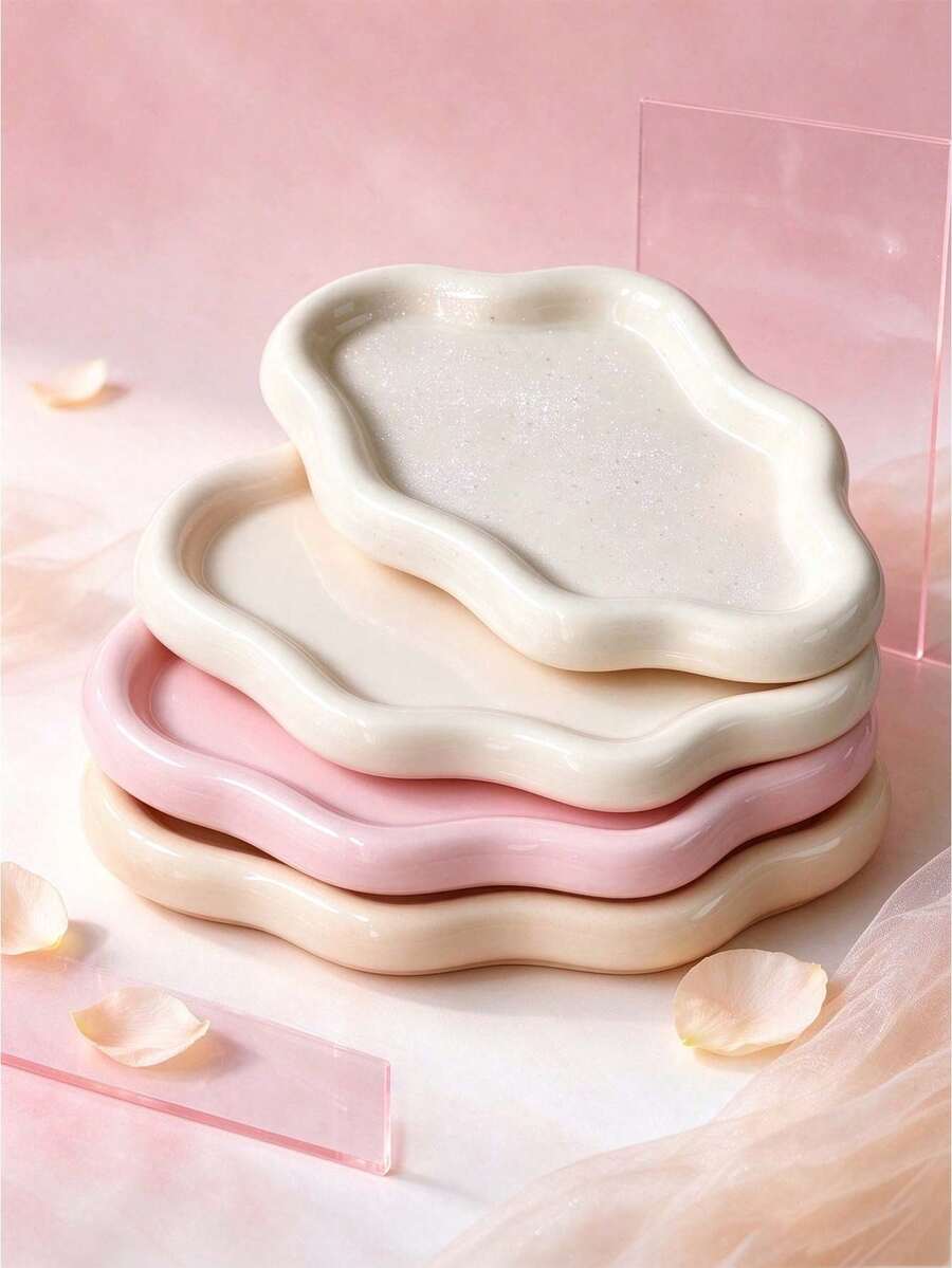 This Elegant Cloud-Shaped Plastic Tray, Featuring A Minimalist Fashion Single-Layer Design, Can Be Used As A Jewelry And Accessory Storage Tray, A High-End Jewelry And Perfume Display Stand, Or A Stylish Key Holder, Suitable For Home Use - Multicolor - View 1