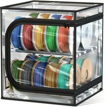 2 Tier 3D Printer Filament Storage Box With Fabric Dust Cover & Transparent Window,Filament Spool Storage Rack Holds Up To 20 Rolls, Desktop 3D Printing Filament Organiser With Side Tool Pocket,Compatible With  Filament For Workshop & Home Use - Transparent Cover-20 Rolls - View 1