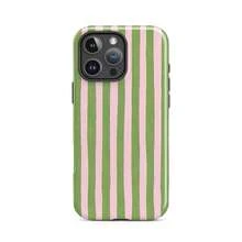 粉色與橄欖綠垂直條紋手機殼，柔軟條紋甜美復古風，適用於 iPhone 18 17 16 15 14 13 12 11 Pro Max - 橄欖綠 - 查看 7