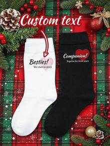 Customized Socks, Personalized Best Friend Declaration Socks, Unique White Unisex Socks, Couple Customized Socks, Valentine's Day Gift, Birthday Gift - Multicolor - View 1