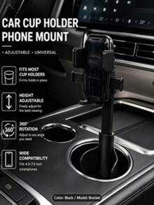 1pc Telescopic Car Phone Holder, 360° Free Rotation, Non-Blocking Cup Holder Installation, Magnetic & Clip-On Styles, Car Navigation Phone Mount, Compatible With IPhone 17/16/15/14/13/12 Pro Max, Smartphones - A - View 7