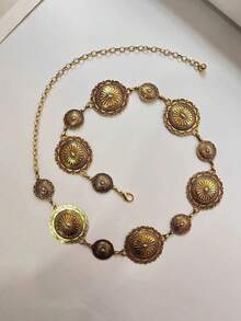 Plus Size Boho Vintage Floral Waist Chain' - Gold - View 11