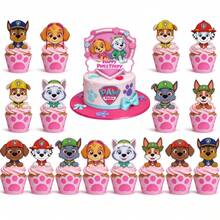 25pcs New Cartoon Paw Patrol Birthday Party Cake Toppers, Backdrop Banners, Paw Patrol Theme Party Decorations, Cake Decor Ornaments - Multicolor - View 17