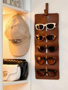 Rak Penyimpanan Kacamata Fashion Gantung Dinding dari Kulit Sintetis, Rak Penyimpanan Kacamata Multi-Slot dengan Pengait, Cocok untuk Kacamata Fashion dan Kacamata Lainnya, Dekorasi Rumah untuk Lorong, Kamar Tidur, Lemari, dan Meja Rias - MultiWarna - View 9