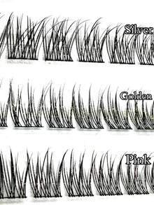 Golden / Pink / Silver Glitter Mixed False Eyelashes, 336 Pcs Per Box ,DIY Individual Lashes, Suitable For Professional Eyelash Salons, Easy To Apply, Halloween, Christmas, DIY Eye Makeup - View 4