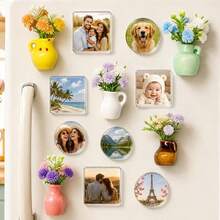 10 Sets/15 Set Transparent Magnetic Photo Frames / DIY Fridge Magnets / Suitable For Birthdays, Anniversaries, Mother's Day Gifts / Magnetic Base & Vertical Hanging For Pictures / Modern Acrylic Frame Decor For Refrigerator Display - View 4