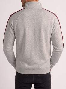 Sweatshirt Pullover Setengah Resleting Kasual Pria, Atasan Olahraga Musim Semi/Gugur, Pakaian Luar Ruangan Sehari-hari - Light Grey - View 2