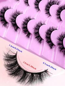 ENCHUW 6 Pairs 3D Fake Eyelashes Natural Lashes Short False Eyelashes Pack Reusable False Lashes Soft Wispy Lashes Fluffy Eye Lashes - Black - View 4