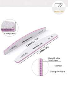 5Pcs Professional Crescent-Shaped Nail File 100/180 Grit For Nail Art Nail Sanding Block File Emery Board For Home Salon,Nail Supplies,Nail Tools,Nail Art Tools,Back To School,Nails,Nail Tools For Press On Nails - Light Grey - View 4