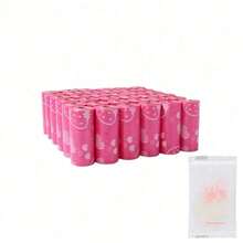 Thickened Leak-Proof Pet Waste Bags, Cute Pink Strawberry Pattern Portable Pet Trash Bags, Roll Disposable Dog Poop Bags, Durable Pet Cleaning Bags, Suitable For Daily Dog Walking And Indoor/Outdoor Use - Pink - View 10
