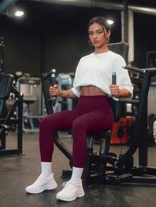 Yefecy 1件女款高腰無縫緊身褲，提臀收腹彈性褲，適合瑜伽、健身房、皮拉提斯、日常運動、休閒、街頭穿搭，秋季 - 紫色 - 查看 8