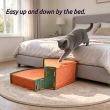 1 buah Tangga Hewan Peliharaan dari Felt untuk Tempat Tidur dan Sofa, Tangga Anti Selip untuk Anjing dan Kucing, Tangga Ramp Hewan Peliharaan 3 Langkah yang Dapat Diatur untuk Hewan Peliharaan Kecil dan Senior - MultiWarna - View 10