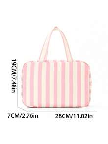 Large Capacity Striped 4-Fold Travel Makeup Bag, Dual Handle Transparent Visible Toiletry Organizer Bag - Multicolor - View 10