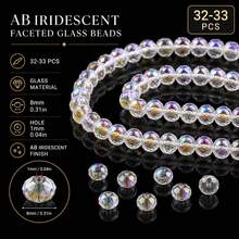 32pcs 8mm Hole Diameter 1mm Colorful Round Cut Crystal Glass Spacer Beads For Handmade Beading DIY Jewelry Accessories Bracelets Necklaces - Flower Ball Glass Beads - View 17