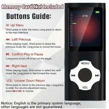 Pemutar MP3 MP4 Portabel, Pemutar Musik Logam Tipis dengan Layar Warna LED, Pemutaran Video & Foto AVI, Audio Lossless MP3 WAV FLAC APE, Kartu TF hingga 128GB, Dilengkapi Earphone & Kabel USB, Untuk Pelajar, Olahraga, dan Perjalanan (Tidak Termasuk Kartu Micro SD) - View 11