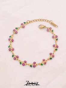 1pc Stainless Steel Enamel Cherry Chain Bracelets For Women Fashion Simple Elegant Colorful Fruit Bracelet Jewelry - Bracelet - View 20