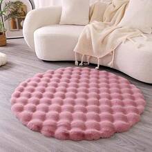 Faux Rabbit Fur Bubble Fleece Round Solid Color Plush Rug, Fluffy Soft Cozy Ins Cream Style Carpet, Maintenance-Free, Suitable For Living Room, Sofa Area, Bedroom, Garden And Other Areas - Apricot - View 11