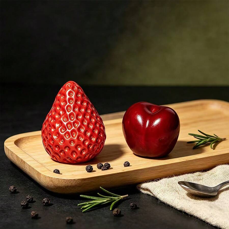 3D Xmas Fruit Silicone Mold, Apple Strawberry Cherry DIY Hand Soap Making Mould, Multi‑Purpose Craft Mold For Soap Candle Gypsum Resin - Fruit - View 1