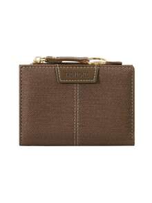 Women's Short Zipper Wallet, Textured PU Leather Card Holder, Small Coin Purse With Gold Key Ring - Multicolor - View 12