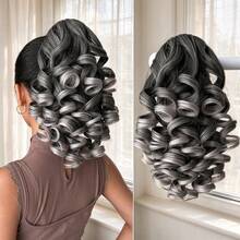 Claw Shaped Ponytail Extension Hair Accessory Black Brown Burgundy Gradient Brown Gradient Gray Multi-Color 14 Inch Deep Wave Heat-Resistant Fiber Synthetic Ponytail Wig, Suitable For Women's Christmas, Parties, And Daily Use - Two-Tone - View 16