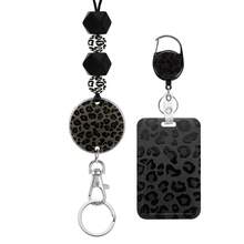 1 Set Leopard Print ID Badge Holder, Retractable Badge Reel With Silicone Round Acrylic Lanyard, Detachable Beaded Halter, ID Card Holder Protective Sleeve Card Bag, Suitable For Doctors, Nurses, Teachers, Interns, Office Workers, Exquisite Holiday Gift - Fashionable - View 14