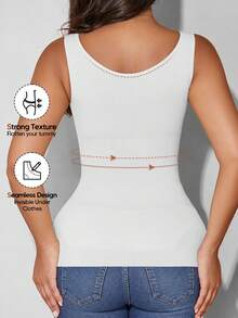 Women's Autumn Crew Neck Seamless Shapewear Camisole Casual White Summer - White - View 4