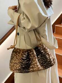 2026 Autumn New Fashion Plush Highly Attractive Personalized Premium Texture Handbag Relaxed Style Shoulder Bag - Coffee - View 6