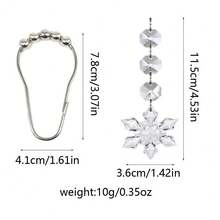 12pcs Luxury Crystal Shower Curtain Hooks, Silver Roller Style Shower Curtain Rings, Transparent Crystal Pendant, Smooth Sliding, Multiple Pendant Styles Available, Suitable For Bathroom Decor, Curtain Accessories, Decorative Curtain Accessories - Multicolor - View 10
