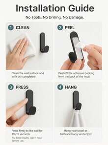 5pcs Multi-Function Stainless Steel Hooks, Self-Adhesive Wall Mount Door Hooks, Heavy Duty Bathroom Kitchen Storage Rack, Key Holder, Towel Coat Bag Hook, Bathrobe Hook, Waterproof Wall/Door Storage Accessories - Multicolor - View 7