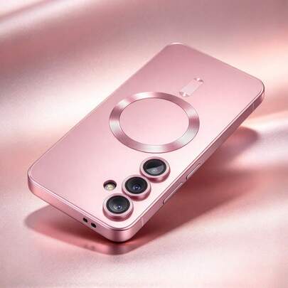 Hadaasi 1pc Pink Luxury Magnetic Phone Case, Compatible With Samsung Galaxy S26Ultra/S26Plus/S26/S26Edge/S26Pro/S25Ultra/S25Plus/S25Edge/S25FE/S24/S25/S22/S23 Ultra Plus/S20/S21 FE/Note 20/A57/A37/A17/A07/A56/A36/A26/A55/A35/A25/A15/A24/A34/A14/A16/A06/A05S, Soft TPU Material, Christmas Gift, Shockproof Anti-Drop Metallic Gloss Phone Case