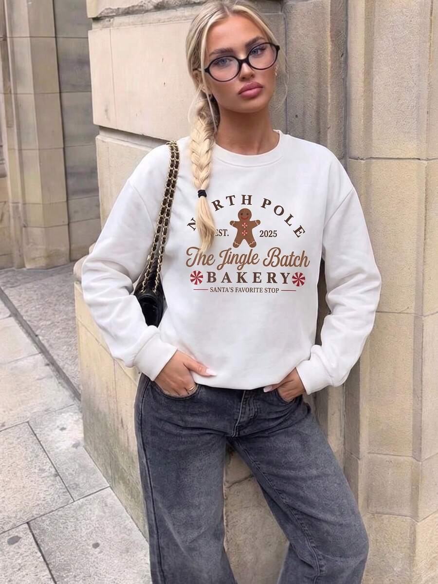 بلوزة نسائية بأكمام طويلة وياقة دائرية من الصوف المحبوك، بتصميم تفاصيل مضلعة، بنمط رجل الزنجبيل القطبي الكاجوال، خيار مناسب للخريف والارتداء اليومي - أبيض - مشاهدة 1