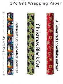 1 Roll Christmas Gift Wrapping Paper, Colorful Snowflake Christmas Tree Snowman Pattern Christmas Gift Wrapping Paper, 3 Meters Christmas Gift Wrapping Bag, Christmas Gift Wrapping Supplies, Christmas Party Gift Wrapping Box, Christmas Decoration - Multicolor - View 11