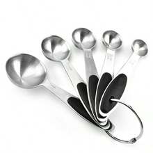 5-Piece Stainless Steel Spoon Set, Suitable For Precise Measurement Of Dry And Liquid Ingredients, Baking Tool Set Measuring Cups Kitchen Gadgets - Black - View 5
