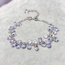 Light Luxury Exquisite Sparkling Grape Cluster Cubic Zirconia White Gold Plated Minimalist Versatile Tassel Bracelet For Women - White Gold - View 2