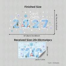 BRUP 1PC/4PCS 2027 Happy New Year Window Sticker, Merry Christmas Holiday Glass Decal With Snowflake Golden Ball Star For Kids Room Home Shop Party - Multicolor - View 14