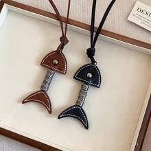JRESSIAL Cute Versatile Casual Fashion Multi-Color Leather Handmade Fish Bone Pendant DIY Keychain Bag Charm, Can DIY Bag Charm, Car Rearview Mirror Hanging Decoration, Sweater Chain, Luggage Charm, Keychain, Perfect Gift For Birthday, Anniversary - Coffee - View 10