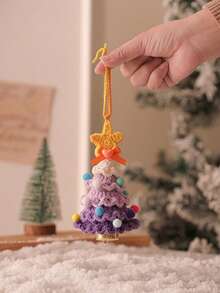 Crochet Christmas Tree Hanging Ornament, Handmade Knitted Christmas Tree Pendant With Bell, Cute Colorful Plush Christmas Decoration, Car Rearview Mirror Hanging Accessory, Suitable As Holiday Gift For Teenagers - Multicolor - View 7