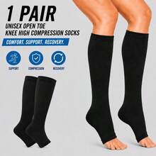 These Unisex, Open-Toe, Knee-High Compression Sleeves Feature A Soft, Stretchy Knit Fabric That Is Lightweight And Breathable, Making Them Suitable For Running, Cycling, Fitness, And Travel. - Multicolor - View 14