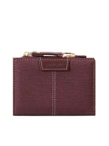 Women's Short Zipper Wallet, Textured PU Leather Card Holder, Small Coin Purse With Gold Key Ring - Multicolor - View 13