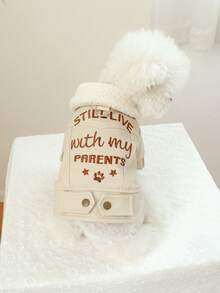 1pc Pet Clothes Dog Cat Apparel Autumn/Winter Cute Pet Outdoor Cold-Proof Casual Top Jacket - Beige - Beige - View 2