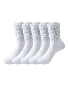 1/5/10/15 Pairs Black/White/Grey Wrinkled All-Season Mid-Calf Socks, Suitable For Autumn/Winter, Versatile For Men's Multiple Occasions - Multicolor - View 12