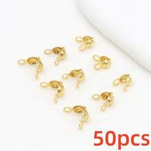 50pcs/Bag Copper Plated Double-Head Clasp 14K Gold Plated Positioning Bead Clip Buckle Wire Connector Accessories Material DIY Accessories - Double-headed Snap Button - View 5