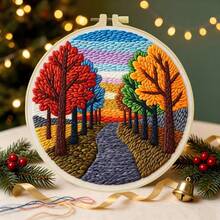 DIY Punch Needle Kit For Beginners – Includes Punch Needle, Yarn, Instructions, Square Hoop & Pre-Printed Fabric (Aurora Scenery). Creative Craft For Wall Decor Or Gifting. 2D Printed Punch Needle Starter Kit. 20x20cm (7.87x7.87 In). - 20x20cm/7.87x7.87 In - View 4