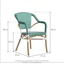 1 Unidad Silla Amelie de Aluminio con Tejido de Ratán, Color Blanco y Azul, Estilo Bistró Francés, Apilable, Resistente a la Intemperie, para Terraza, Jardín, Patio, Restaurante y Cafetería - Blanco - Ver 5