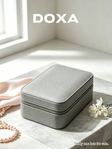 DOXA 便攜旅行珠寶收納盒，拉鍊式戒指耳環項鍊收納盒，女士小型精巧珠寶收納盒 - 灰色 - 查看 5