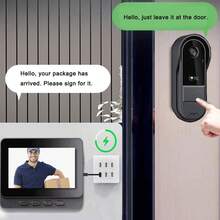 Kamera Bel Pintu Nirkabel Pintar IPS 10,92cm dengan Kompatibel dengan Asisten, HD 1080P, Lensa Sudut Lebar 170°, Audio Dua Arah, Sistem Bel Pintu Nirkabel untuk Kamera & Pemantauan Rumah/Kantor/Villa - View 5
