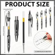 22pcs Large Capacity Neutral Pen Set (2 Pens + 20 Refills), 0.5mm Fine Tip, Black Ink, Ballpoint Pen, Comfortable Grip, Quick Drying & Smooth, Suitable For Note-Taking And Writing, Ideal For Office And Study, Perfect Gift For Birthday, Christmas, Halloween, Valentine's Day, New Year, Friends And Easter - Multicolor - View 10