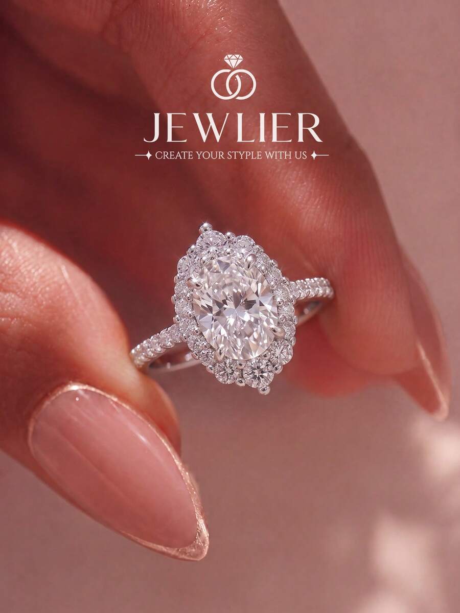 1pc Oval Ring, Women's Jewelry, Zirconia Inlaid, Luxurious And Exquisite, Wedding Engagement Ring Gift
