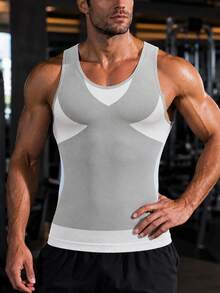 1 chiếc áo vest định hình nén, áo định hình cơ thể ôm sát không tay, định hình bụng, áo tank top nén ngực nam, đồ lót ôm sát - trắng - Xem 4
