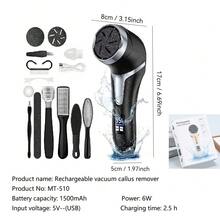 10 In 1 Electric Foot Grinder Callus Remover Professional Pedicure Machine Rechargeable Foot File Heel Dead Skin Scrubber With 3 Heads 1500mAh - Black - View 12